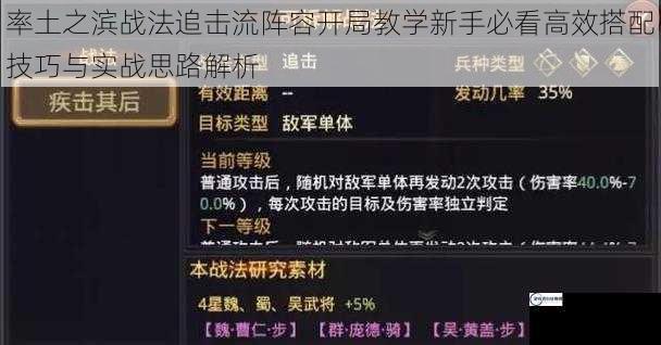 率土之滨战法追击流阵容开局教学新手必看高效搭配技巧与实战思路解析