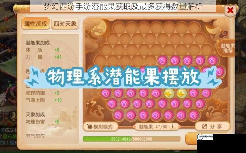 梦幻西游手游潜能果获取及最多获得数量解析