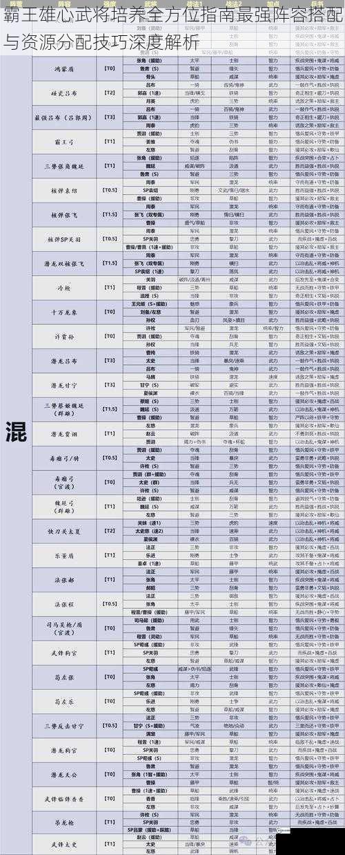 霸王雄心武将培养全方位指南最强阵容搭配与资源分配技巧深度解析